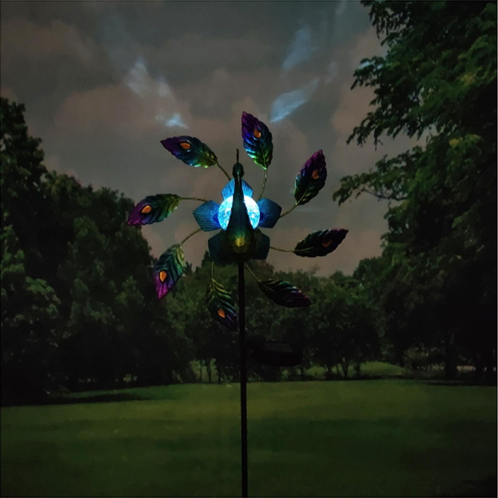 Solar Wind Metal Garden Stake Outdoor Decorative Wind Sculpture for Yard Pathway Lawn Patio Porch Plants Decor