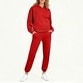 thumbnail image 4 of Womens 2 Piece Sweatsuits Oversized Hoodies Sweatshirt Wide Leg Sweatpants Matching Sets Lounge Tracksuits Outfits Red 2XL, 4 of 7