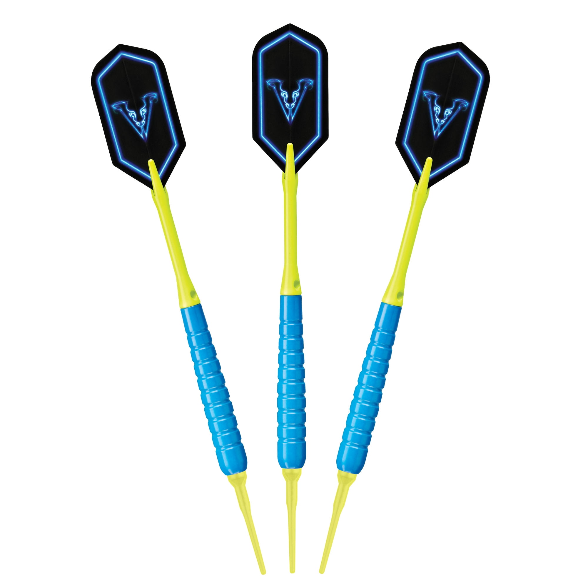 Viper V-Glo Blue 18 Gram Soft Tip Darts, Casemaster Select Black & Viper 2BA Tufflex III Tips - Neon Yellow 100 ct Box