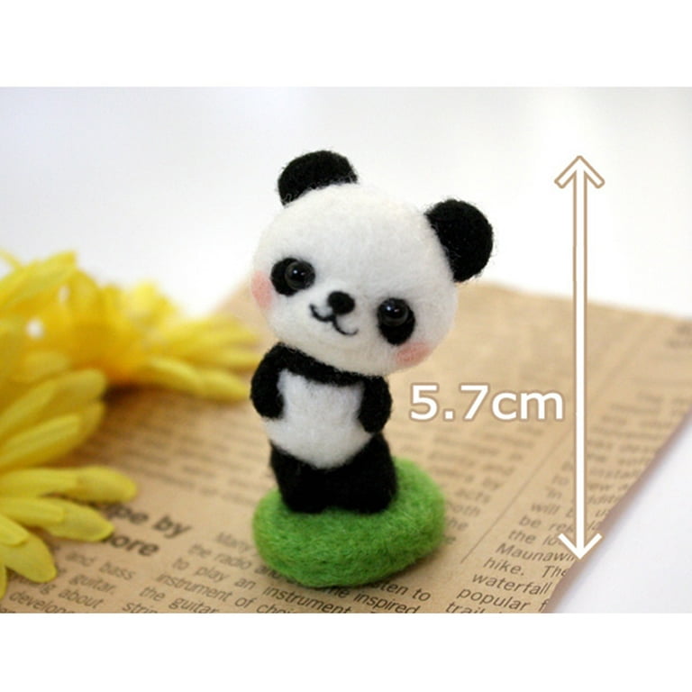 Stamens Dolls,Diy Wool Felt Needle Felting Kit Raw Material For Adult  Cartoon Animal Panda(Panda) 