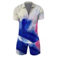 thumbnail image 3 of kamemir Mens Beach Outfit Mens Short Sets 2 Piece Outfits Summer Casual T Shirts and Shorts Tracksuit Sets with Pockets(White,L), 3 of 4