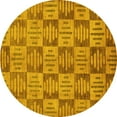 thumbnail image 1 of Ahgly Company Machine Washable Indoor Round Abstract Yellow Modern Area Rugs, 5' Round, 1 of 4