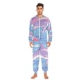 thumbnail image 2 of Pink Dolphins Sun Trees Adult Onesie Pajamas Slim Fit Christmas One Piece Suit Pjs for Women and Men Hooded Zipper, 2 of 7