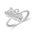thumbnail image 2 of CARATS FOR YOU Cat Round Cut Diamond Petite Fashion Ring in 10K White Gold (0.02 Carat, I-J Color, I2-I3 Clarity), Ring Size-7.5, 2 of 5