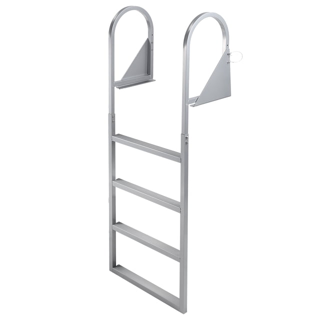 Heavy Duty 4-Step Reverse-Up Aluminum Dock Ladder for Trucks, 350 lbs Capacity, Non-Slip Wide Treads,Quick-Release, Corrosion Resistant,Surface Spray Anti-Corrosion Powder, Reverse-up,Straight Ladder