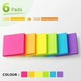 thumbnail image 4 of Wiomeask Multicolor Lined Square Sticky Notes, 3" x 3", 6 Pads, 600 Count, 6 Pack, 4 of 7