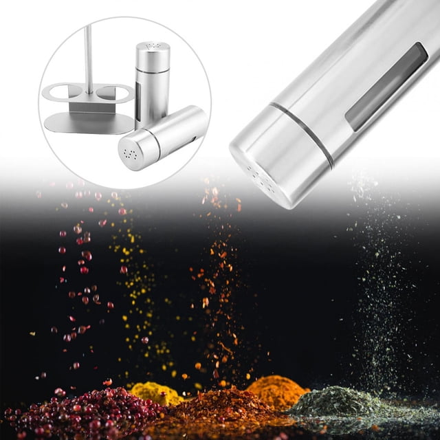 Organizador De Especias, Tarro De Acero Inoxidable, Organizador De Condimentos Reutilizable Para Sal De Pimienta Cergrey Spice Jar