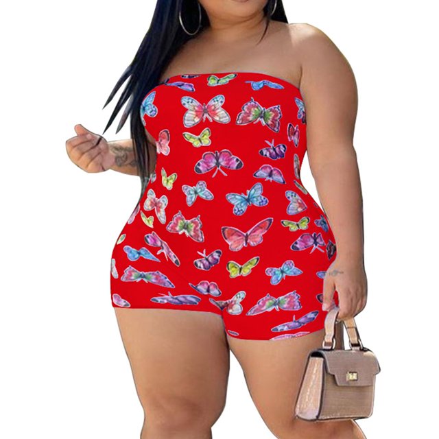 EIMELI Combinaison Tube Sans Bretelles pour Femmes Bodycon Sans Manches Combinaison Courte
