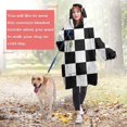 thumbnail image 4 of Black and White Checkered Pattern Wearable Oversized Blanket,Wearable Blanket Hoodie for Adults,Cozy Hooded Blankets with Super Pockets,Super Warm Fuzzy Pullover for Women & Men, 4 of 6