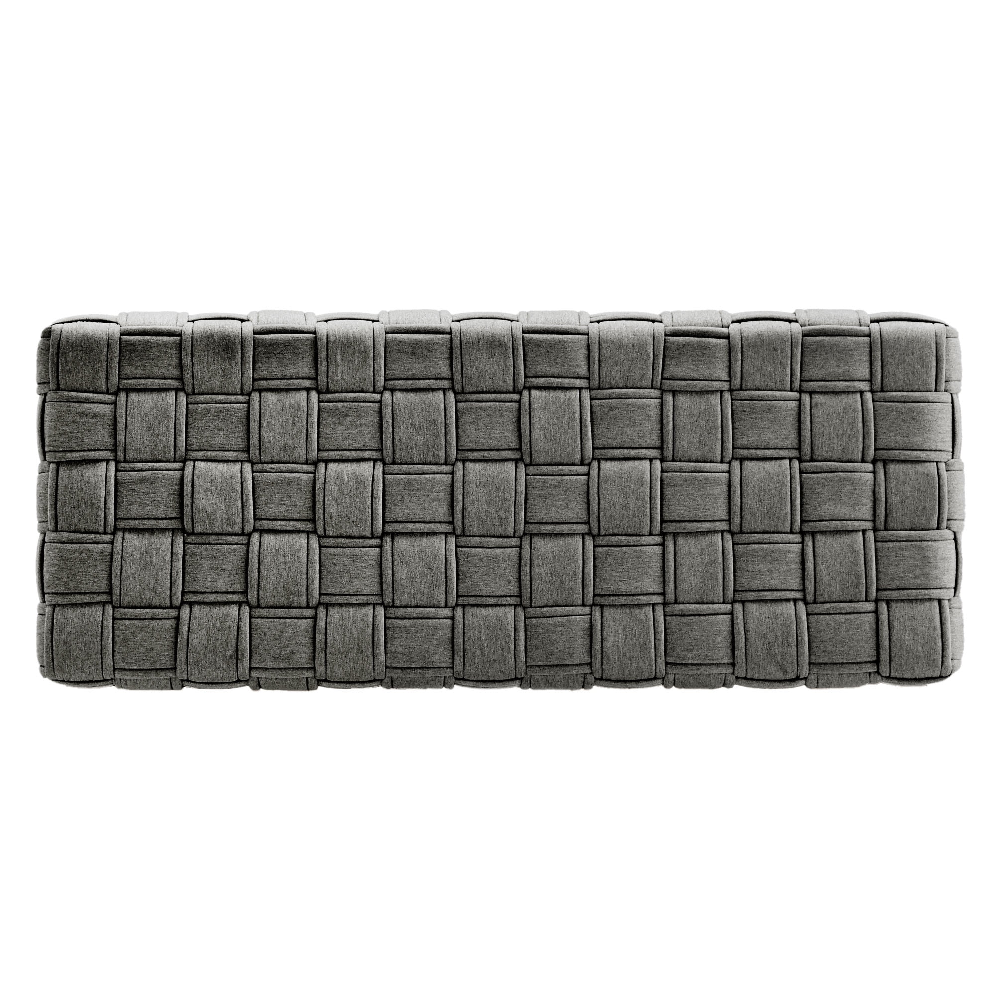 Weston Home Alle Walnut Finish Woven Fabric Bench, Dark Gray
