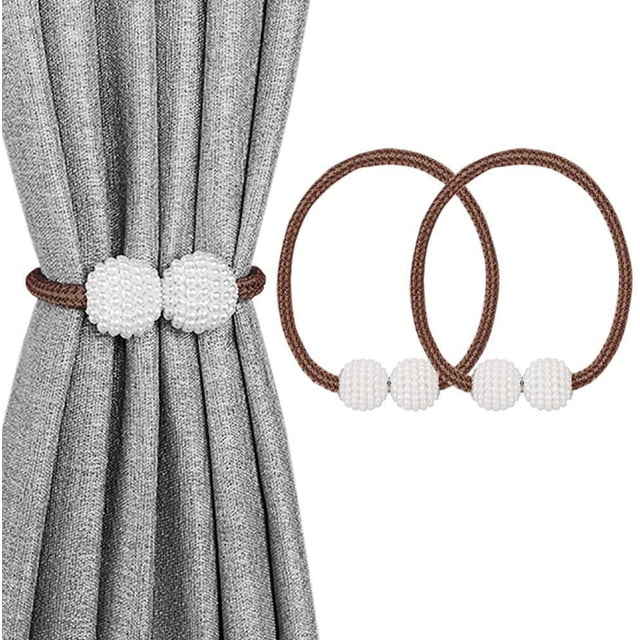 LAICAIW 2 Pack Attaches Magnétiques pour Rideaux, Attaches Décoratives pour Rideaux de Fenêtre (Café)