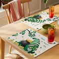 thumbnail image 4 of St. Patrick's Day Placemats Set of 8 Green Gnomes Shamrock Gold Coin Beige Place Mats Indoor Wipeable Table Mats Washable Cloth Dining Table Placemats for Kitchen Holiday Party Home Decor 13x19 Inch, 4 of 9