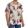thumbnail image 2 of Uemuo Rose Flowers Pattern Cotton Linen Short Sleeve Shirts,Casual Lightweight Button Down Shirts,Vacation Beach Summer Tops-4X-Large, 2 of 7