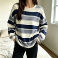 thumbnail image 5 of Tqcoqu Women's Striped Crew Neck Sweatshirt,Long Sleeve Drop Shoulder Loose Casual Pullover Top,2026 Trendy Clothes, 5 of 6
