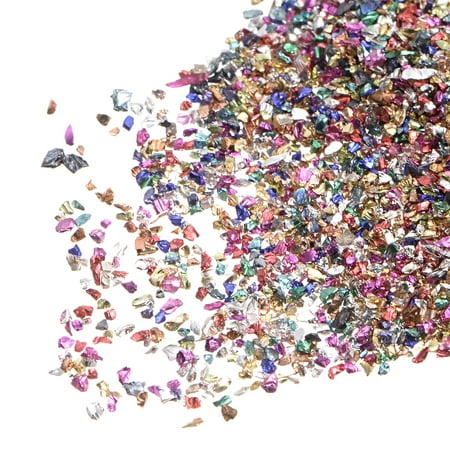 Uxcell 20g Crushed Glass Chips, 1-3mm Irregular Metallic Sequins Glass Stone Colorful