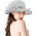 thumbnail image 2 of Organza Fascinator Hat for Women - Derby Cocktail Tea Party Sun Hat Wedding Bridal Flower Church Hat, 2 of 5