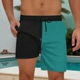 thumbnail image 2 of Havenre Mens Swim Trunks Big and Tall Regular Fit Casual Quick Dry Color Block Summer Drawstring Elastic Waist Beach Shorts with Pockets Mint Green L, 2 of 9