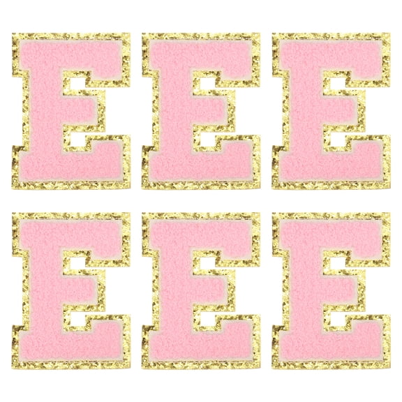 Uxcell Chenille Letter Patches 3.1" Alphabet E Iron on Embroidered Patch for Clothing(Pink, Pack of 6)