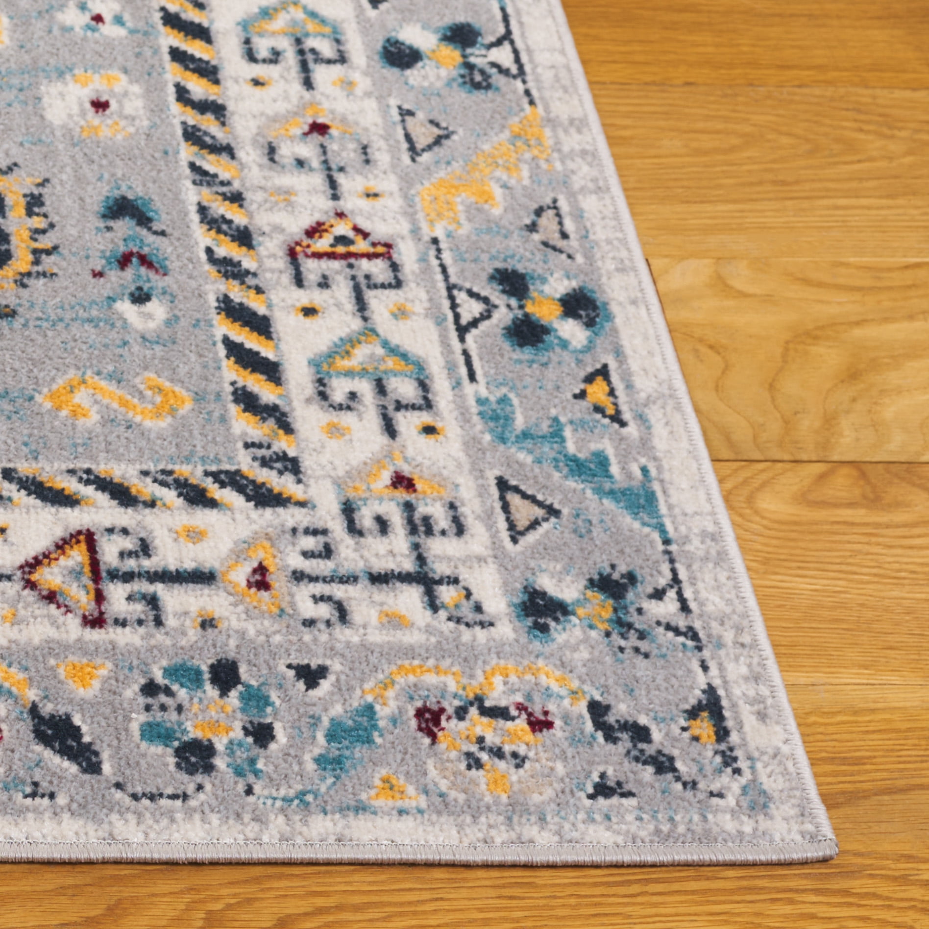 SAFAVIEH Bayside Sherwood Oriental Polyester Runner Rug, Blue/Gray, 2'2" x 8'
