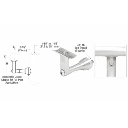 Railing Post Anchor CRL Satin Anodized 2-Way Adjustable Concealed Post Mounted Hand Railing Bracket for 1-1/2