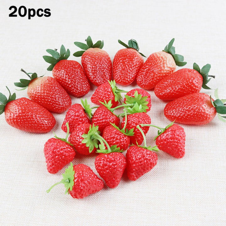 20 Artificial Ornament Red Strawberry-Fake Plastic Fruit Perfect New  UK 