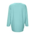 thumbnail image 5 of Dpytoraw Women's Casual V Neck Pullover 3 4 Sleeve Solid Color Base Top Plus Size Tops, 5 of 5