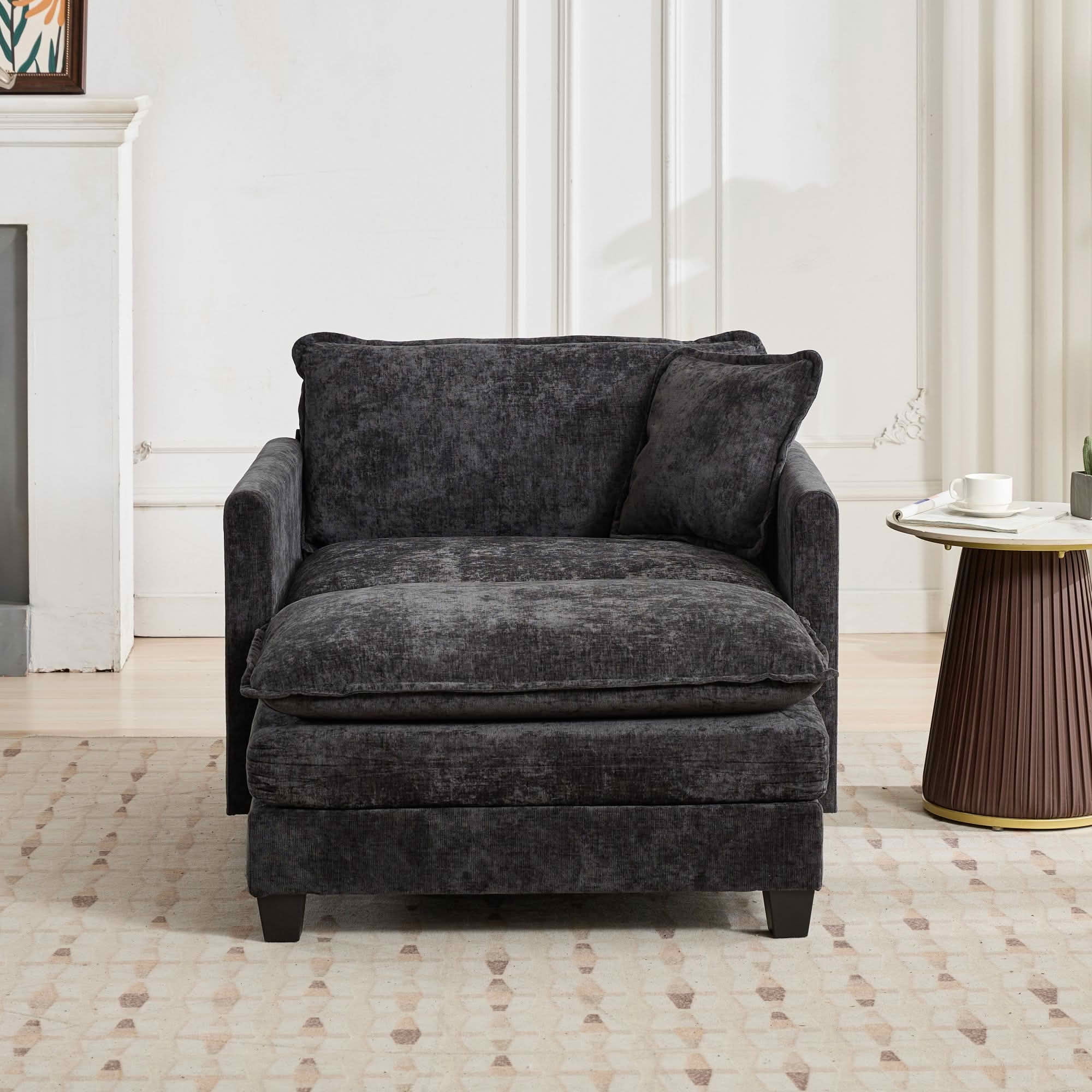 MAYEERTY 41.4 Inch Cloud Single‑Seat Modular Sectional Sofa, Soft Chenille Couch with Double‑Layer Seat Cushion for Home Apartment, Ottoman Not Included