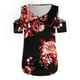 thumbnail image 3 of Tops con estampado de hombros descubiertos de manga corta con cuello en V a la moda para mujer Fridja  bn8147, 3 of 5