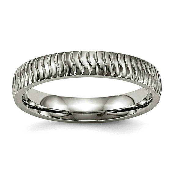 4mm Titanium Polished Textured Ring Size 7.5 Ring for Women