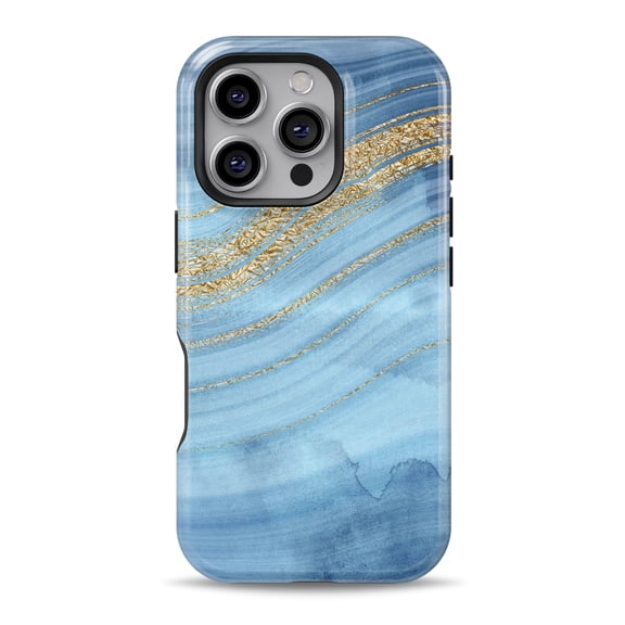 DesignSkinz Scratch-Resistant Hard Slim Case Compatible with iPhone 16 (Compatible with MagSafe) - Vivid Agate Vein Slice Blue V12