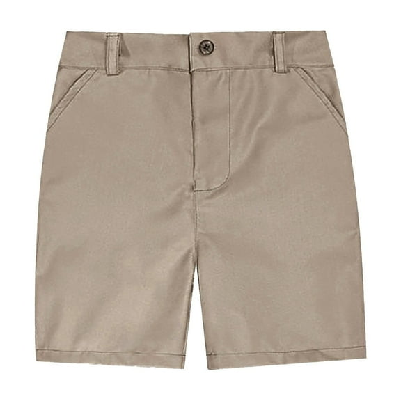 Boys Casual Shorts Stretchy Twill Flat Front Schoolwear Comfortable Kids Chino Shorts with Pockets for Everyday Use