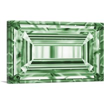 ARTCANVAS Green Emerald Cut Diamond Jewel Canvas Art Print - Size: 18" x 12" (1.50" Deep)