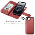 thumbnail image 4 of For Apple iphone 16e Case Wallet with Credit Card Holder for Women Men, Flip PU Leather Wallet Phone Case for iphone 16e 2025, Tekcoo Detachable Magnetic Kickstand Cover with Wrist Strap, Wine Red, 4 of 7