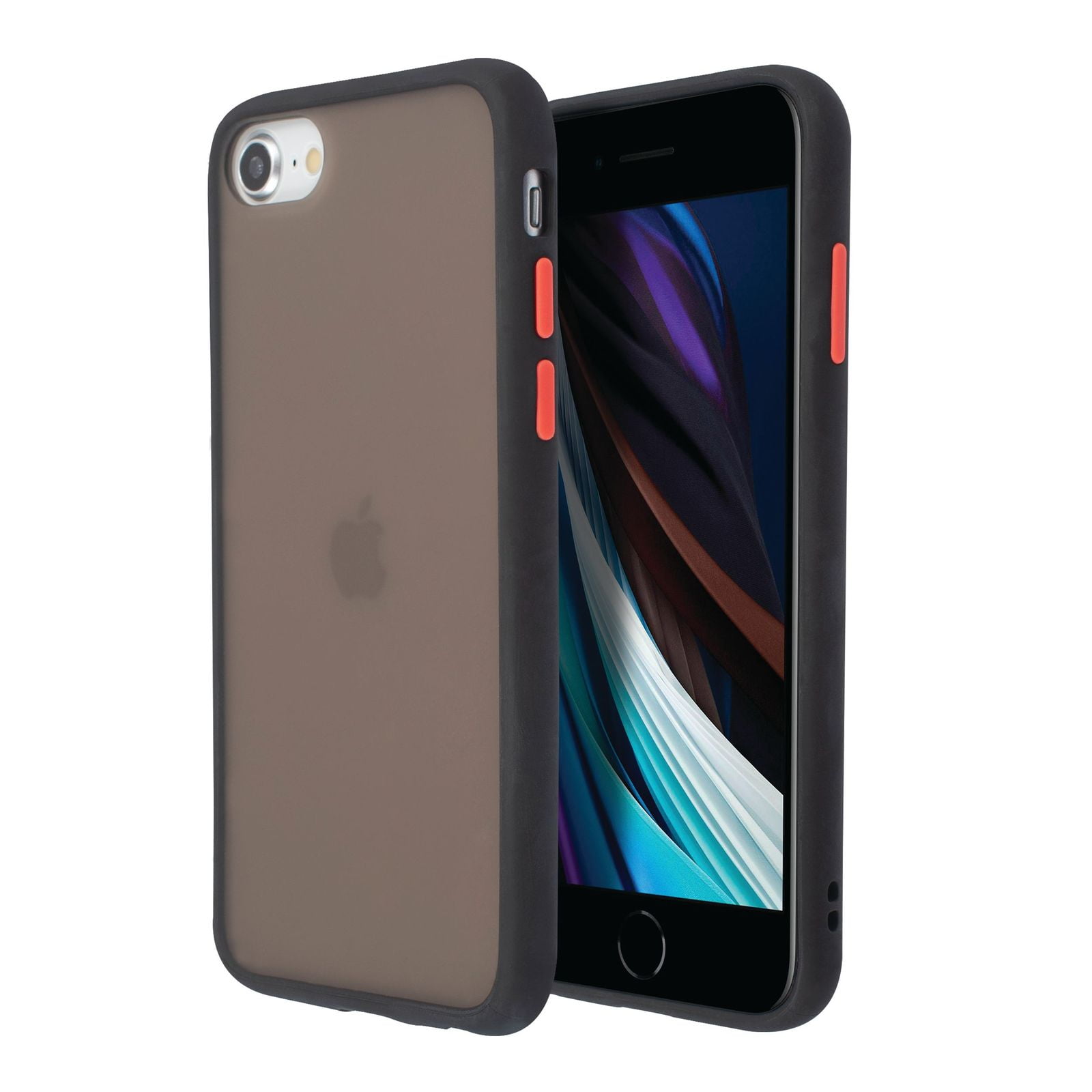 Translucent Matte Case For Iphone Se 2nd Gen Hybrid Hard Back Soft Edges Tpu Full Body Cover Black Red By Insten Walmart Com