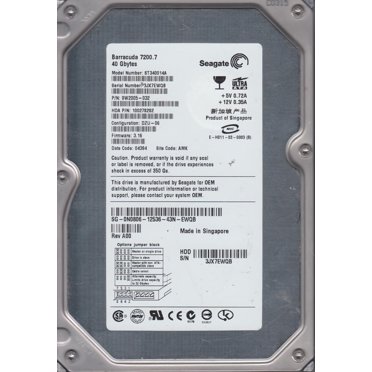 ST340014A, 3JX, AMK, PN 9W2005-032, FW 3.16, Seagate 40GB IDE 3.5 Hard Drive