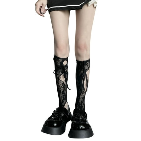 

HOTYA JK Socks Lolita Leg Warmers Hole Hollow Loose Slouch Socks Women Jk Stocking Punk Gothic Leg Warmer Harajuku Long Socks