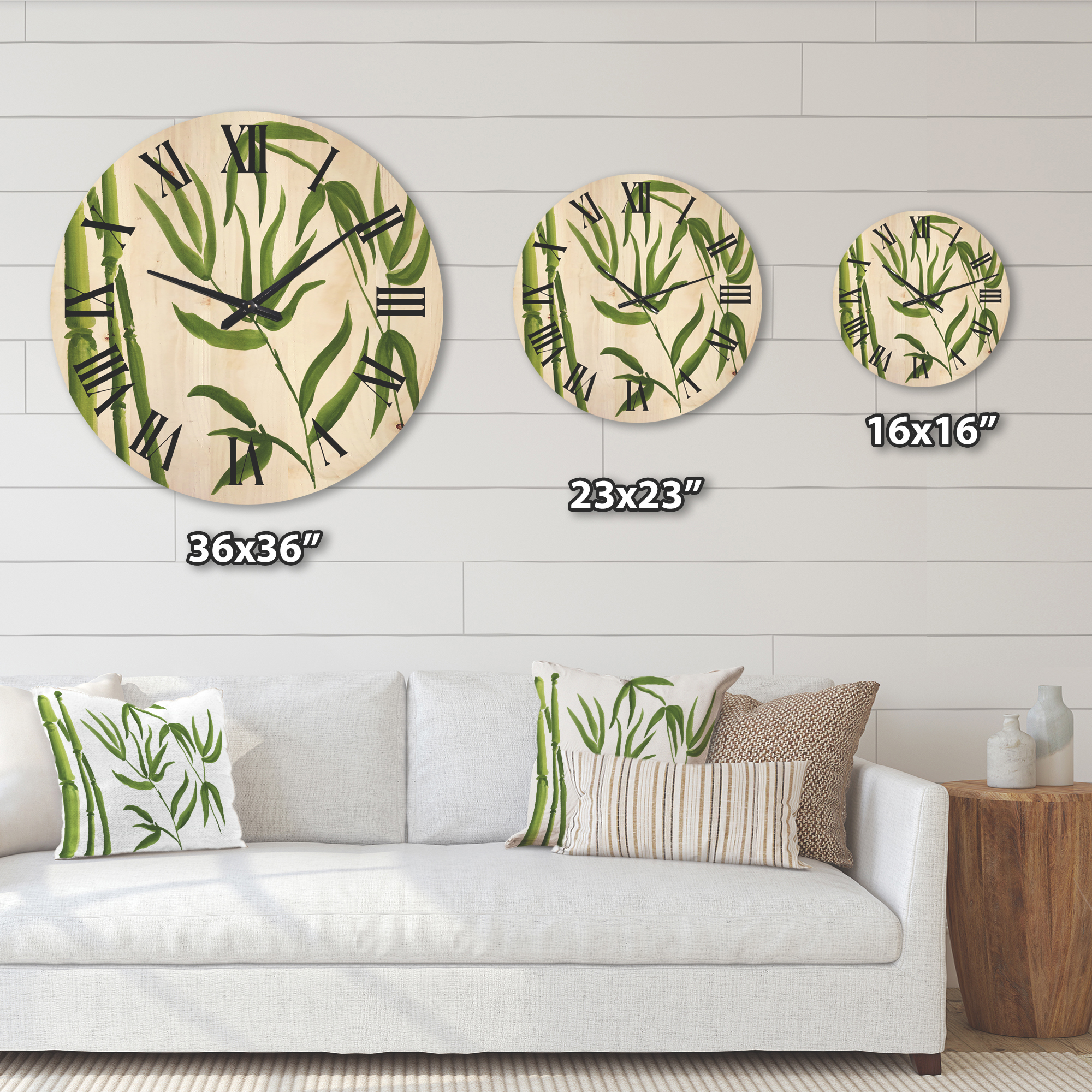 Designart 'The Forest of Bamboo Branches IV' Tropical Wood Wall Clock
