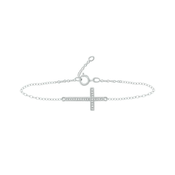 Cali Trove 14KT White Gold Cross Bracelet | 1/20 Ct Natural Diamond Bracelet for Women