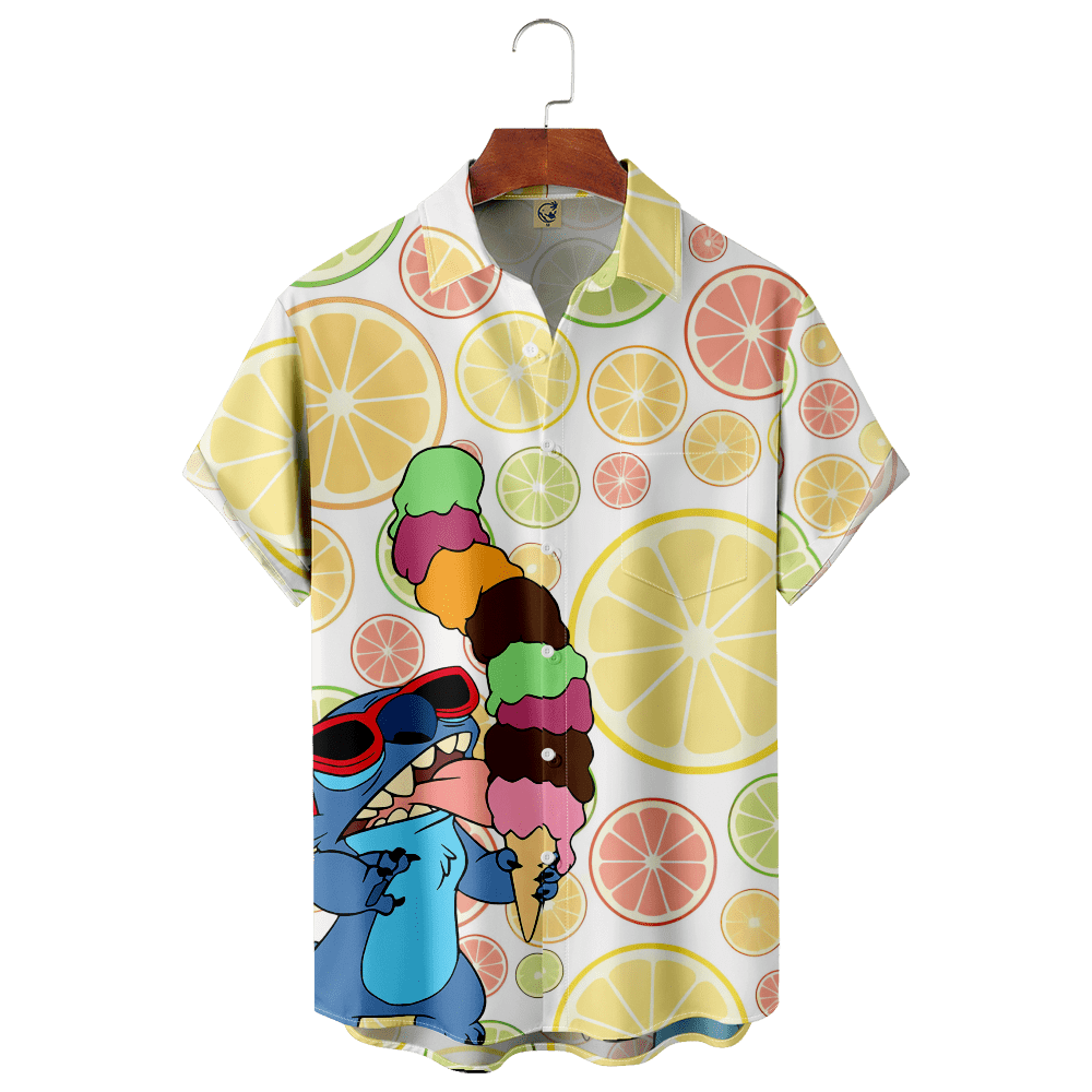 Lilo & Stitch Birthday Matching Shirts Men's Activewear ButtonDown Shirts Summer Hawaiian Shirt