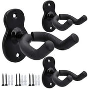 IZEYNO Guitar Wall Mount Wall Hanger 3 Pack Guitar Style Holder Hooks Stand for Acoustic Electric Bass Ukulele Banjo Mandolin