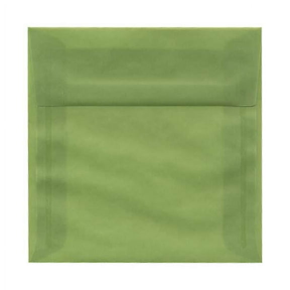 JAM Paper 5.5x5.5 Translucent Envelopes, Leaf Green, 50/Pack