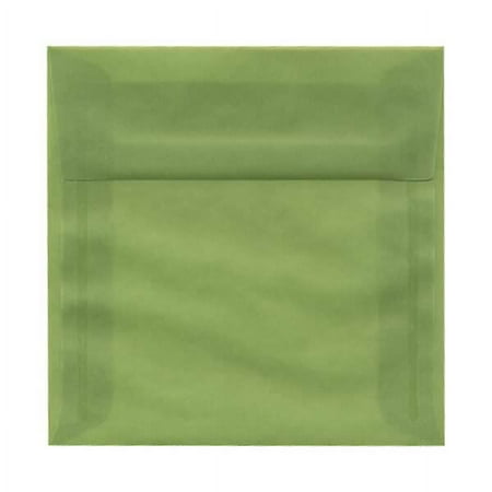 UPC: 0707152642866 | JAM 5.5×5.5 Translucent Envelopes  Leaf Green  50/Pack