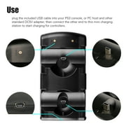 قاعدة شحن مناسبة لجهاز Sony Playstation 3 PS3 MOVE ، محطة شحن TSV لجهاز PS3 مع كابل USB ، وحدة تحكم وحامل شحن لجهاز PS3 ، شاحن بفتحة مزدوجة ، أسود