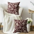 thumbnail image 3 of Vintage Floral Block Print Pillow Covers 16x16 Set of 2 Burgundy Brown Cream Flower Pattern Rustic Old Style Decorative Throw Pillow Cases Outdoor Farmhouse Decoration for Sofa Couch Bed, 3 of 6