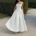 thumbnail image 4 of HAOTAGS Dresses for Women, Casual Polka Dot Waist-Cinching Sleeveless Strap Dress White S, 4 of 8