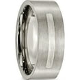 thumbnail image 5 of Titanium/Silver Two-Tone Titanium Brushed With Sterling Silver Inlay 8mm Flat Band (Size 9) Made In China tb368-9, 5 of 5