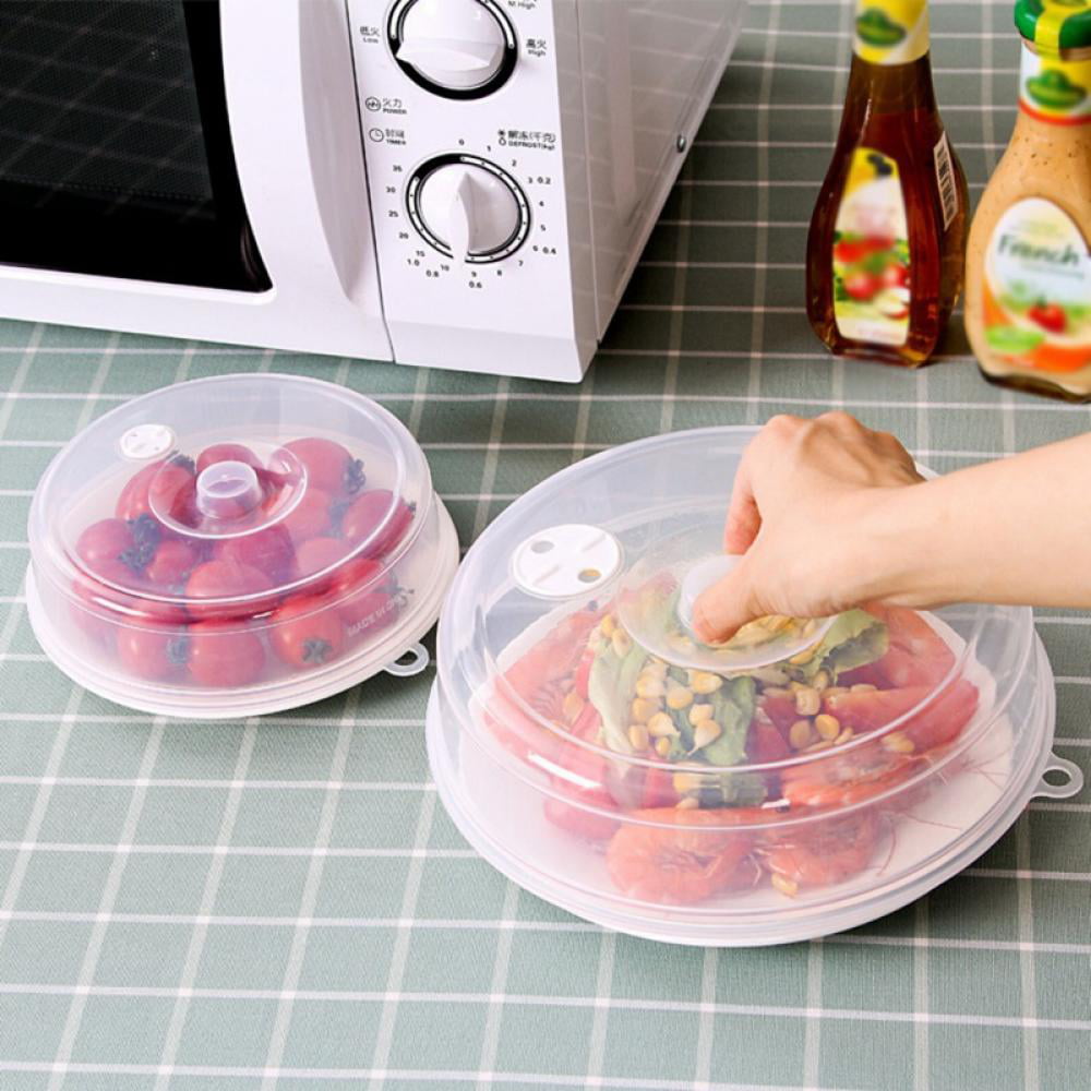 Cheers.US Microwave Cover for Food,Plate Cover, BPA Free Plastic Food Cover,  Transparent Anti-Splatter Cover Guard, with Adjustable Steam Vent Hole,  Dishwasher Safe, Easy Grip Handle 