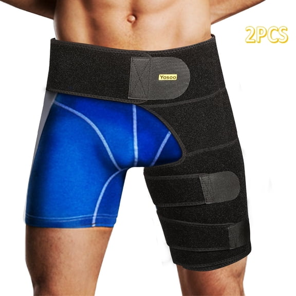 WALFRONT 2Pcs Adult Sports Groin Support Brace, Men & Women Wrap Hamstring Hip Injury Leg Waist Thigh Compression Support Sleeve