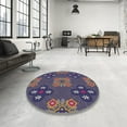 thumbnail image 4 of Ahgly Company Machine Washable Indoor Round Transitional Roman Silver Gray Area Rugs, 5' Round, 4 of 7