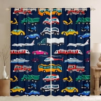 Castle Fairy Children Kids Cartoon Plane Car Blackout Curtains Set of 2 (52x84 Each),Construction Vehicles Window Curtains,Transportation Theme Curtains and Drapes,Ultra Soft Home Decor